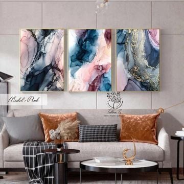 Pink Üçlü Tablo Gümüş - 70x100 CM