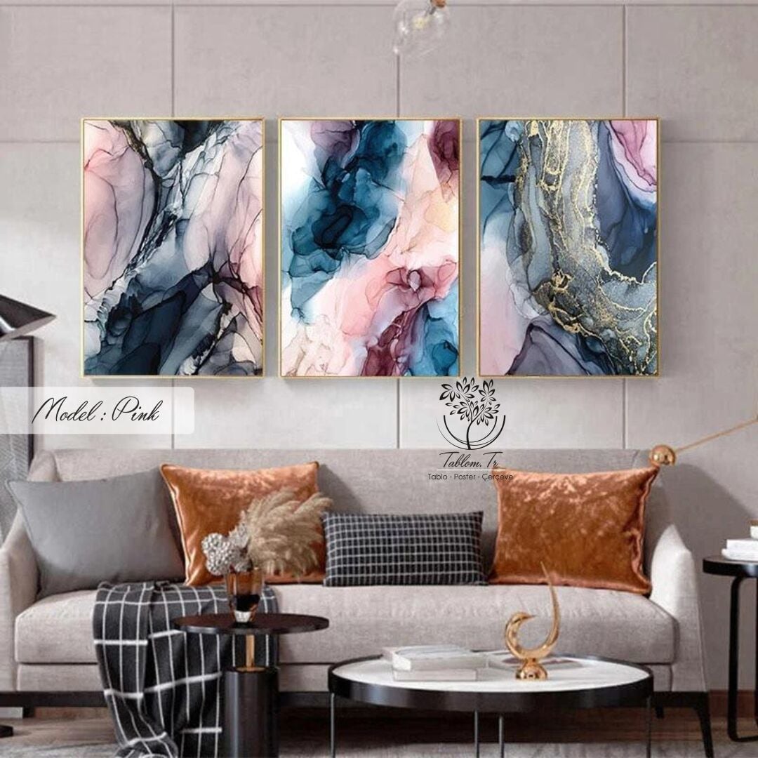 Pink Üçlü Tablo Siyah - 70x100 CM
