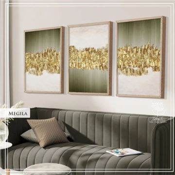 Megila Üçlü Set Tablo Siyah - 70x100 CM
