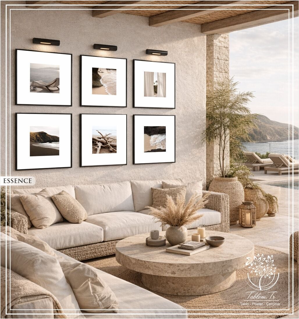 Metal Çerçeveli Camlı 6'Li Dekoratif Tablo Seti - Essence