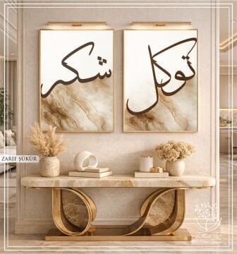 Dijital Baskılı Metal Çerçeveli Camlı İkili Dekoratif Tablo - Zarif Şükür