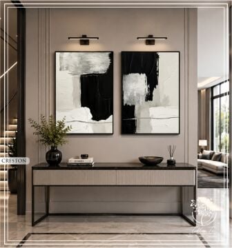 Dijital Baskılı Metal Çerçeveli Camlı İkili Dekoratif Tablo - Creston