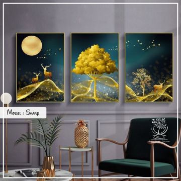 Sharp Üçlü Tablo Siyah - 70x100 CM