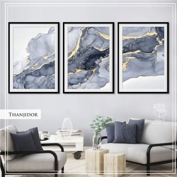 Thanjidor Üçlü Set Tablo Gümüş - 30x40 CM