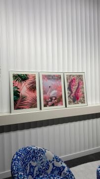 Dijital Baskılı Metal Çerçeveli Camlı 3'lü Dekoratif Tablo - Pembe Aura