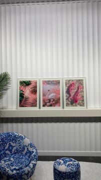 Dijital Baskılı Metal Çerçeveli Camlı 3'lü Dekoratif Tablo - Pembe Aura