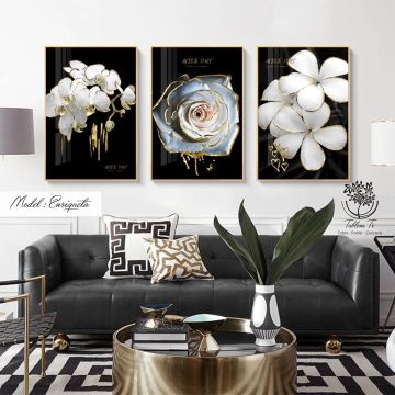 Enriqueta Üçlü Tablo Beyaz - 70x100 CM