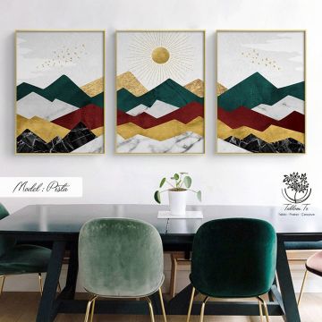 Pista Üçlü Tablo Gold - 70x100 CM