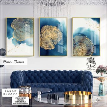 Trashco Üçlü Tablo Gold - 50x70 CM