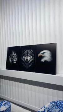 Dijital Baskılı Metal Çerçeveli Camlı Üçlü Dekoratif Tablo - Dark Dominion