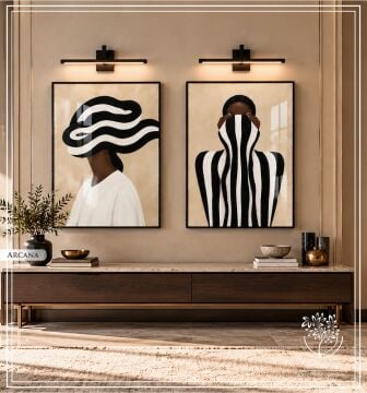 Dijital Baskılı Metal Çerçeveli Camlı İkili Dekoratif Tablo - Arcana