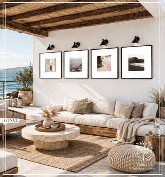 Metal Çerçeveli Camlı 4'lü Dekoratif Tablo Seti - Essence