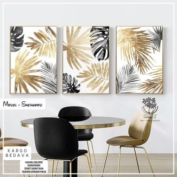 Sherwood Üçlü Tablo Gold - 50x70 CM