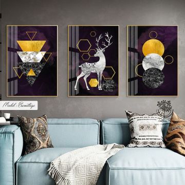 Eremitage Üçlü Tablo Gold - 50x70 CM