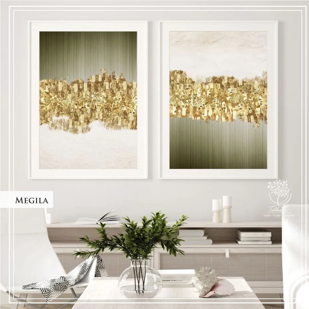 Megila İkili Set Tablo Gümüş - 40x50 CM