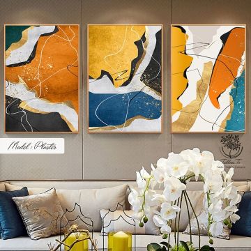 Plaster Üçlü Tablo Gümüş - 50x70 CM