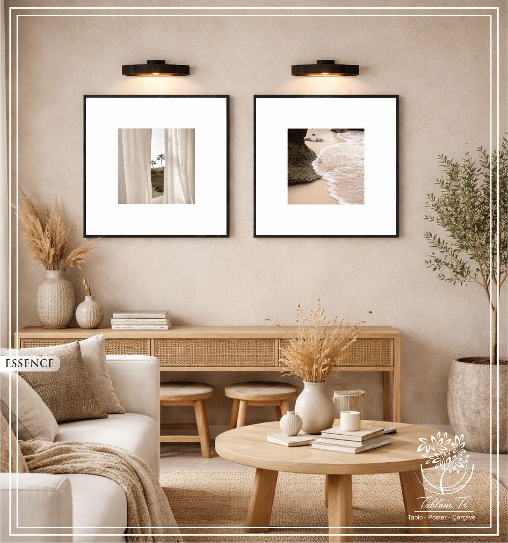 Metal Çerçeveli Gercek Camlı 2'li Tablo - Essence
