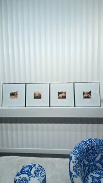 Metal Çerçeveli Camlı 4'lü Dekoratif Tablo Seti - Sakin Vadi