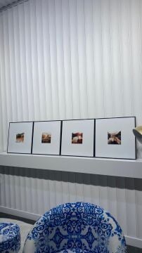 Metal Çerçeveli Camlı 4'lü Dekoratif Tablo Seti - Sakin Vadi