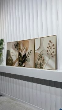 Dijital Baskılı Metal Çerçeveli Camlı Üçlü Dekoratif Tablo - Florea