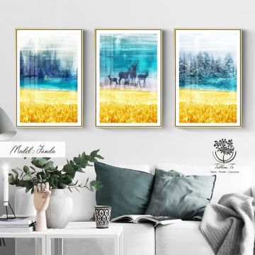 Janda Üçlü Tablo Gold - 40x50 CM