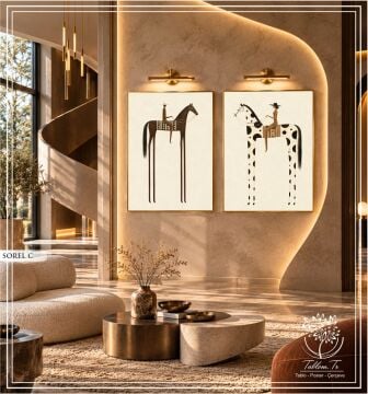 Dijital Baskılı Metal Çerçeveli Camlı İkili Dekoratif Tablo - Sorel C