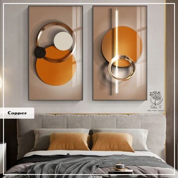 Copper İkili Tablo Gümüş - 50x70 CM
