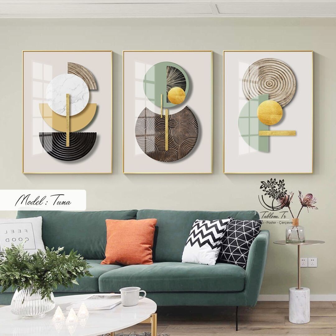 Tuna Üçlü Tablo Gold - 70x100 CM