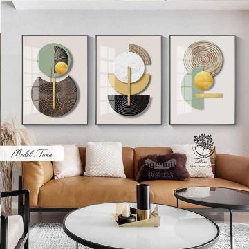 Tuna Üçlü Tablo Gold - 70x100 CM