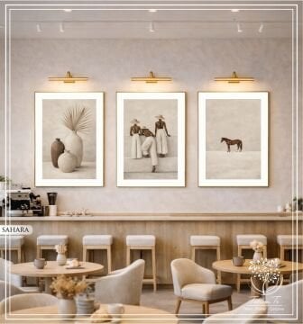 Dijital Baskılı Metal Çerçeveli Camlı Üçlü Dekoratif Tablo - Sahara