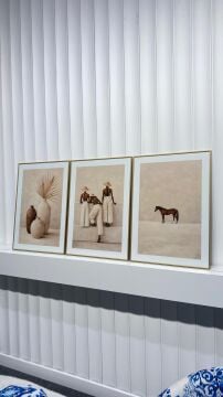 Dijital Baskılı Metal Çerçeveli Camlı Üçlü Dekoratif Tablo - Sahara