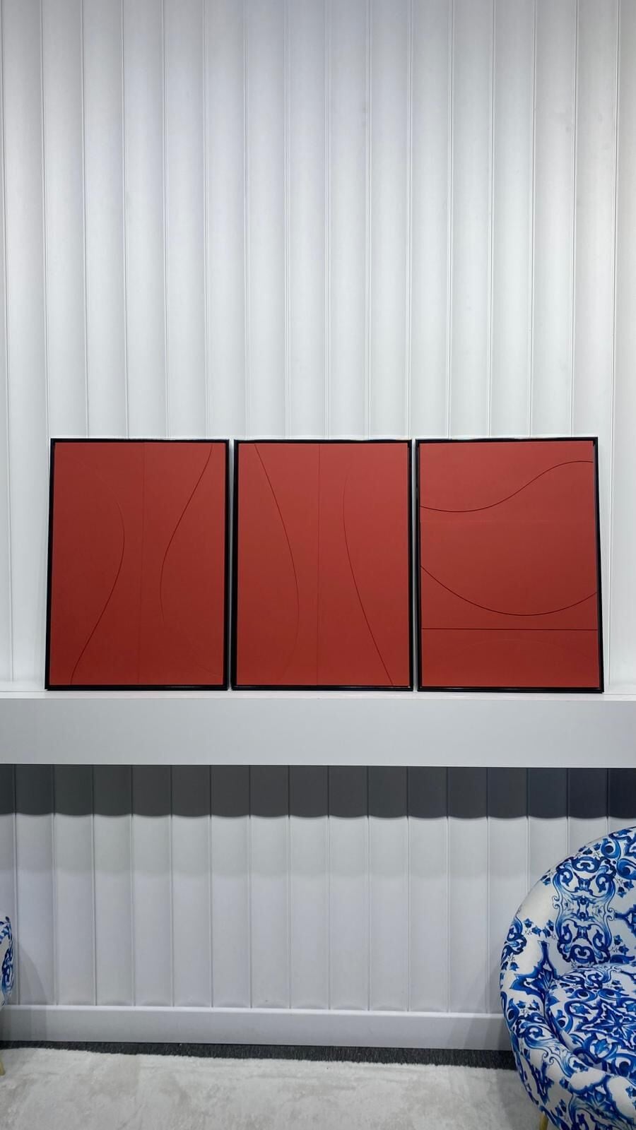 Metal Çerçeveli 3 Boyutlu Dokulu Üçlü Tablo - Sade Mimari