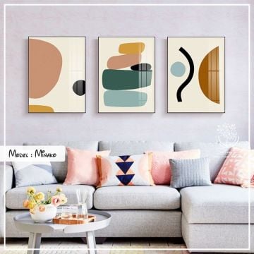 Minako Üçlü Tablo Gold - 50x70 CM