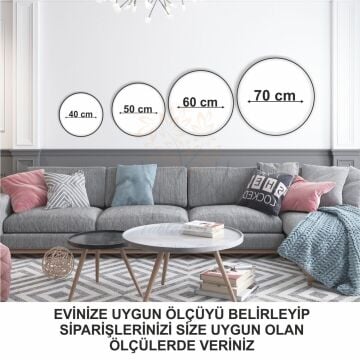 Dijital Baskılı Metal Çerçeveli Camlı Yuvarlak Dekoratif Tablo - Gölge ÇemberiB