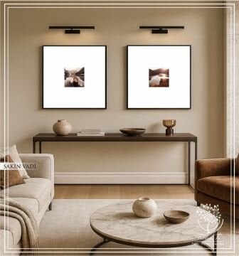 Metal Çerçeveli Gercek Camlı 2'li Tablo - Sakin Vadi