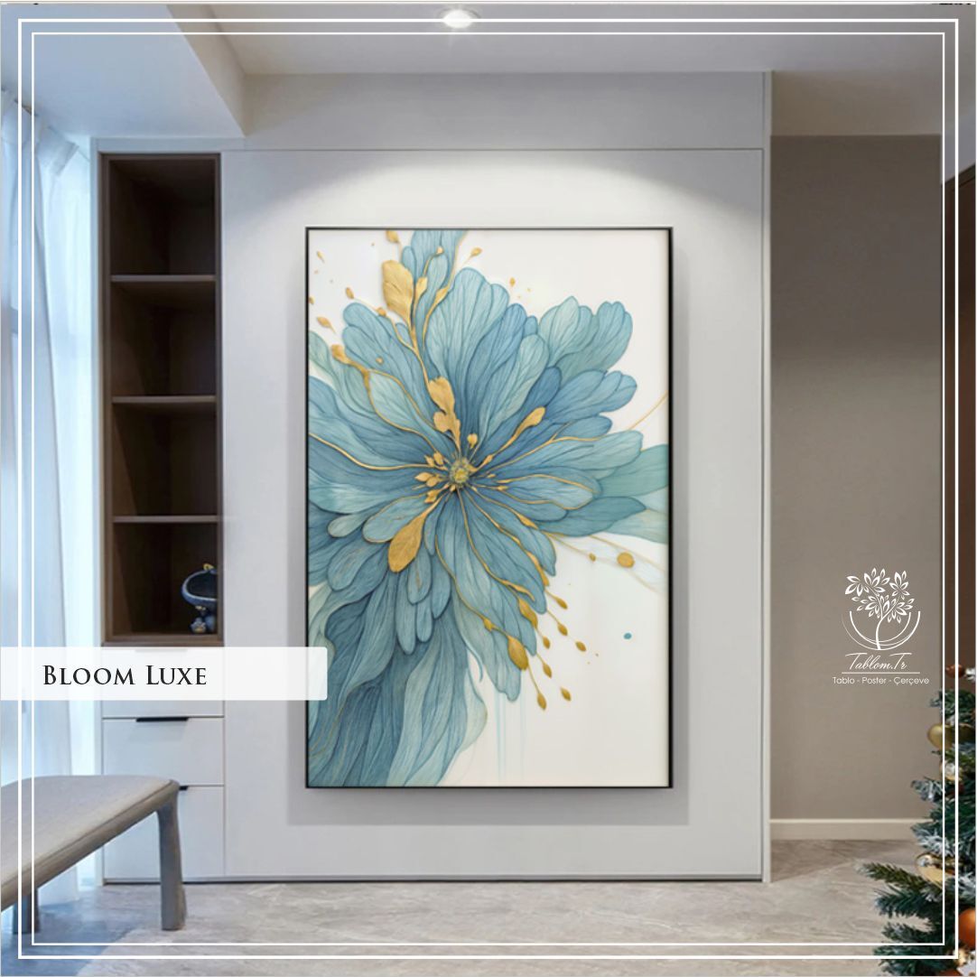 Metal Çerçeceli Camlı BloomLuxe Tekli Tablosu