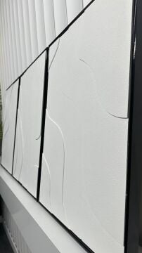 Metal Çerçeveli 3 Boyutlu Dokulu Üçlü Tablo - Dalga İzleri