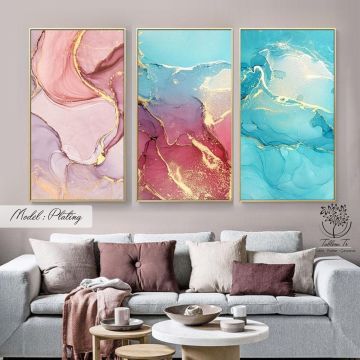 Plating Üçlü Tablo Beyaz - 70x100 CM