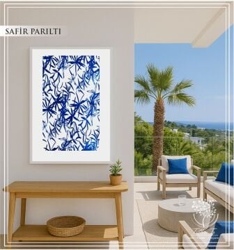 Dijital Baskılı Metal Çerçeceli Camlı Tekli Tablo -Safir Parıltı