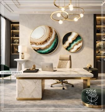 Zümrüt Zerafet İkili Yuvarlak Çerçeveli Camlı Tablo