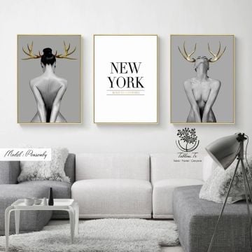 PonsonbyNF Üçlü Tablo Siyah - 21x30 CM