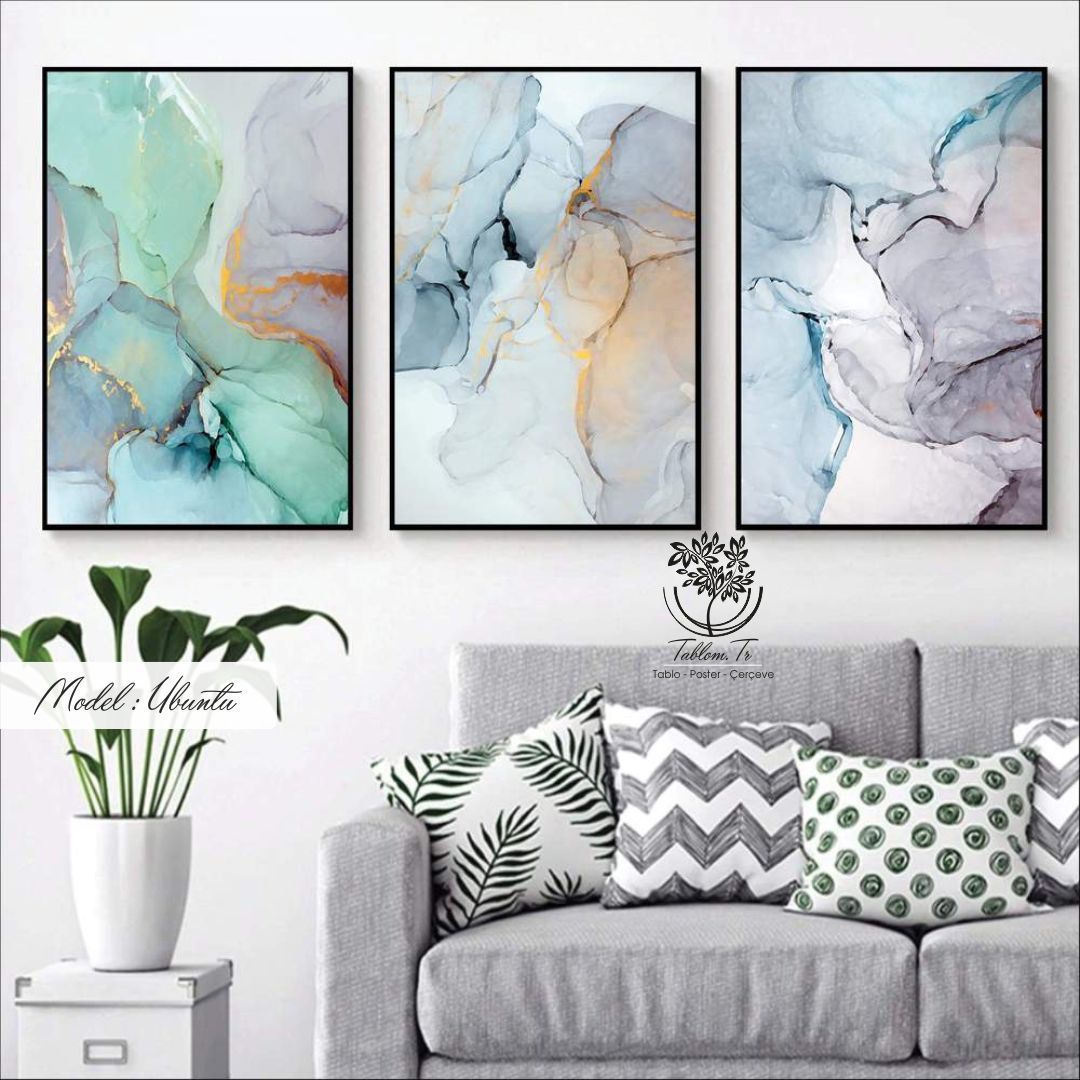 Ubuntu Üçlü Tablo Gümüş - 21x30 CM
