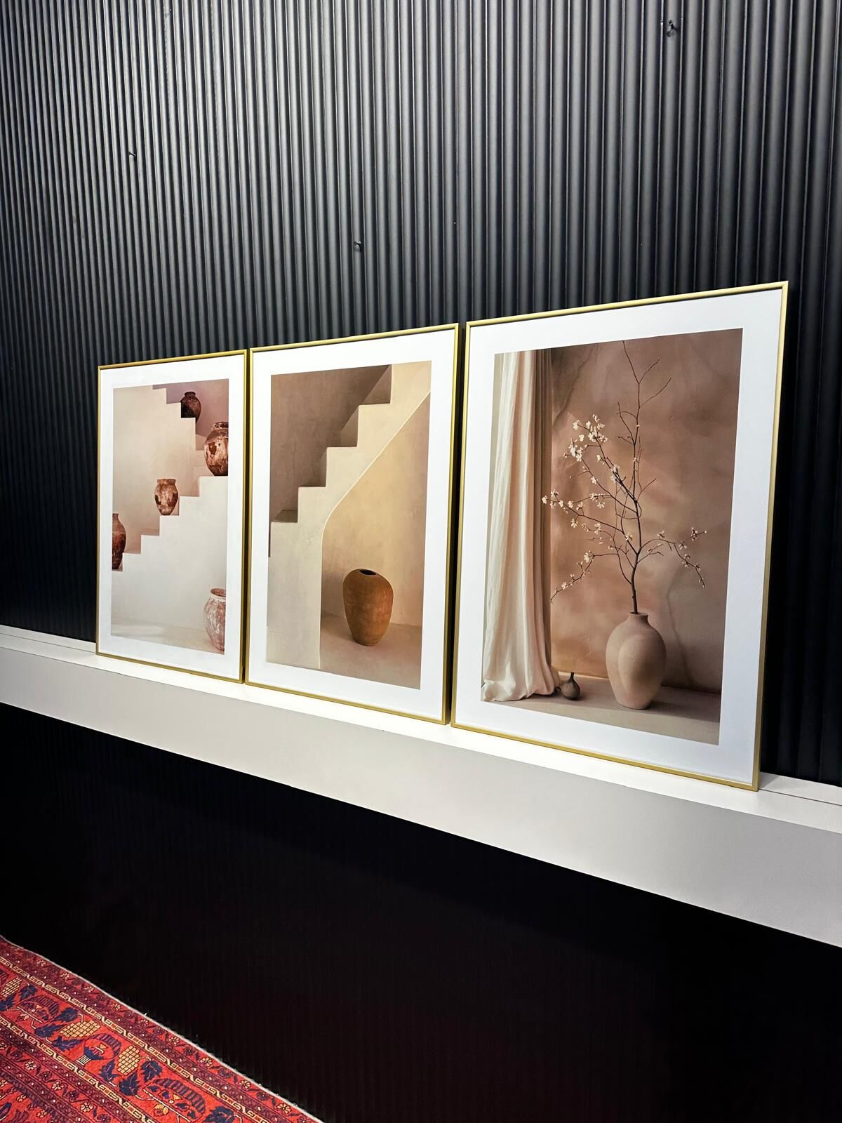 Metal Çerçeveli Camlı Royela 3'lü Dekoratif Tablo Seti