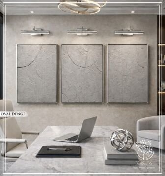 Metal Çerçeveli 3 Boyutlu Dokulu Üçlü Tablo - Oval Denge