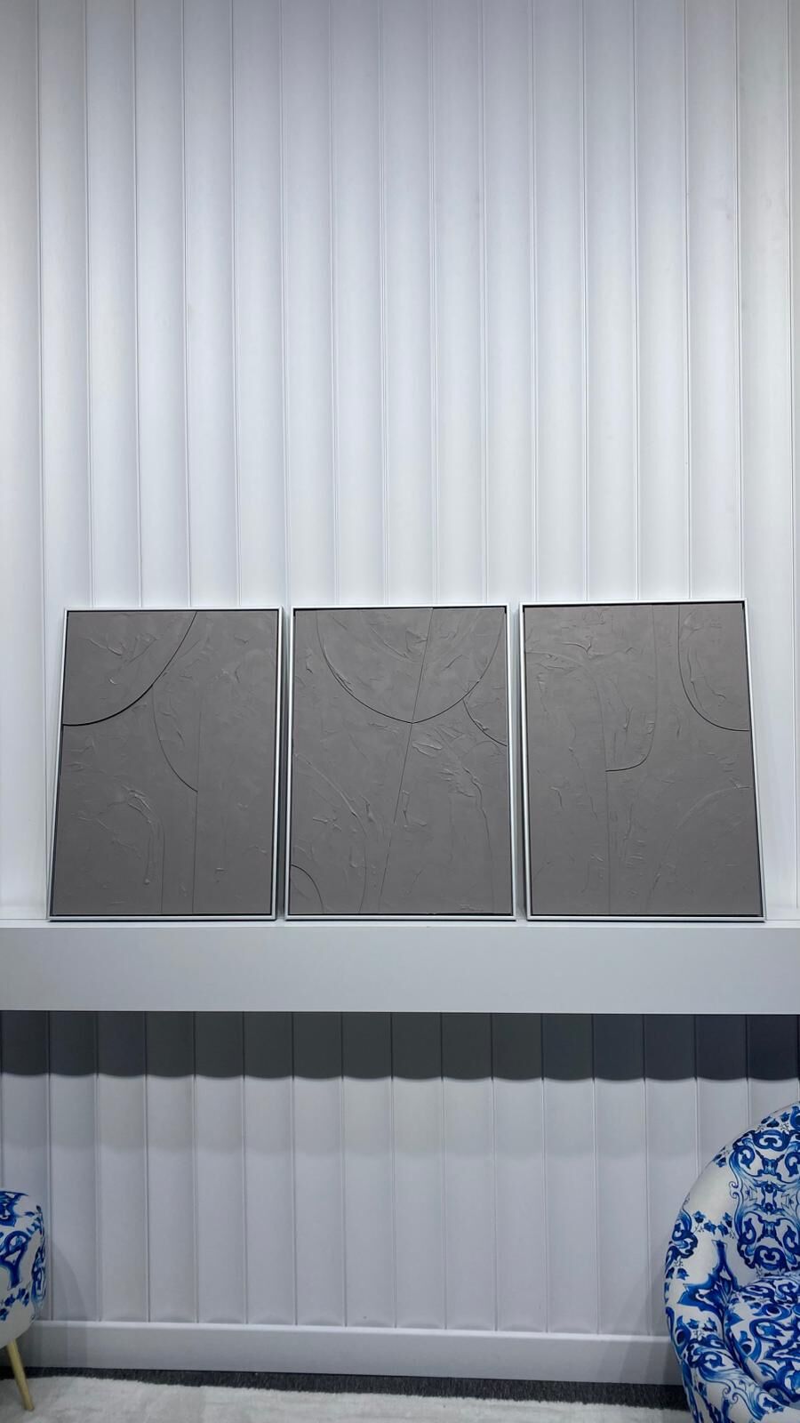 Metal Çerçeveli 3 Boyutlu Dokulu Üçlü Tablo - Oval Denge