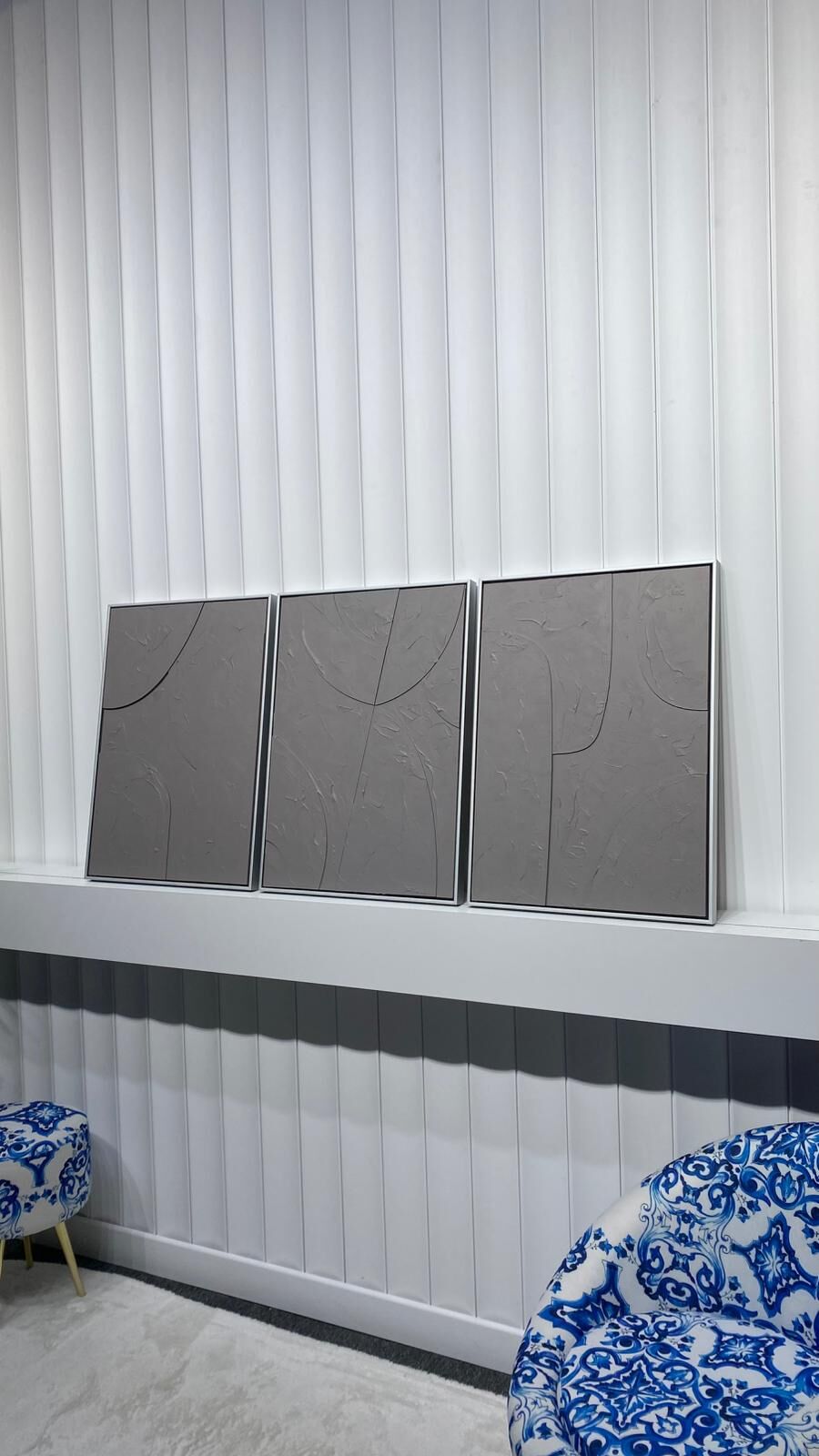 Metal Çerçeveli 3 Boyutlu Dokulu Üçlü Tablo - Oval Denge