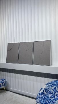 Metal Çerçeveli 3 Boyutlu Dokulu Üçlü Tablo - Oval Denge