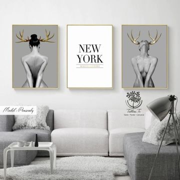 PonsonbyNF Üçlü Tablo Gümüş - 70x100 CM