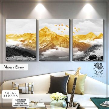 Carbon Üçlü Tablo Beyaz - 40x50 CM
