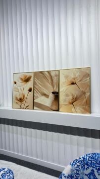 Dijital Baskılı Metal Çerçeveli Camlı Üçlü Dekoratif Tablo - Livora